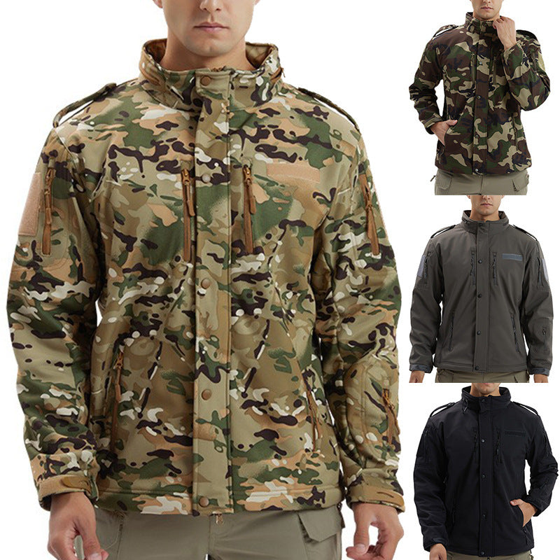 Men's Fleece Jacket Camouflage Waterproof Soft Shell Jacket