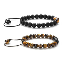 Thumbnail for Tiger Eye Couple Bracelets Matte Black Agate Beads Bracelet