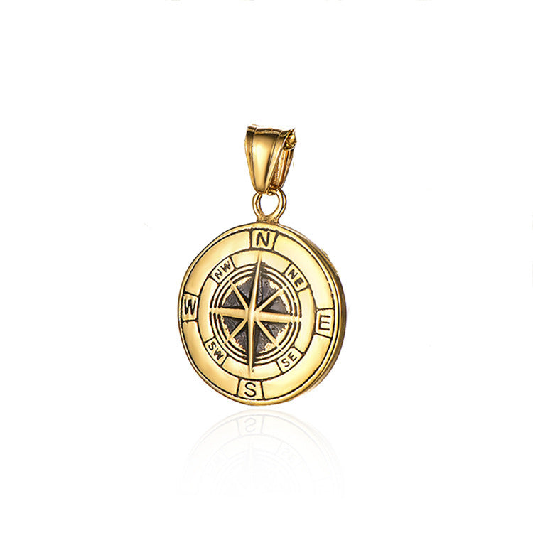 Titanium steel compass pendant