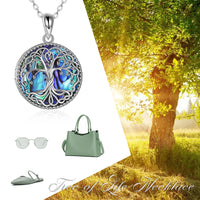 Thumbnail for Tree of Life Locket Necklace Jewelry for Women Sterling Silver Celtic Family Tree Abalone Shell Lockets Jewelry Gifts for Mom Daughter