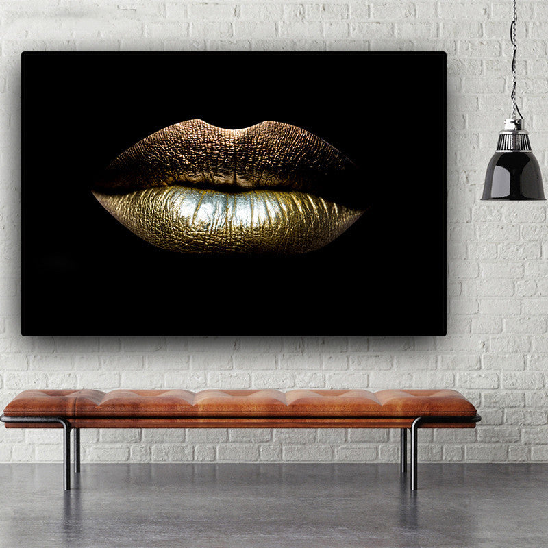 Wall Art Canvas Black And Gold Sexy Lips Canvas Makeup Art Living Room Canvas Picture Home Art Poster