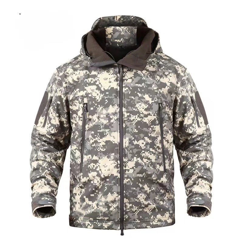 Ruins Russian Camouflage Shark Skin Shell Jacket Suit Fleece-lined Waterproof Tactical Suit